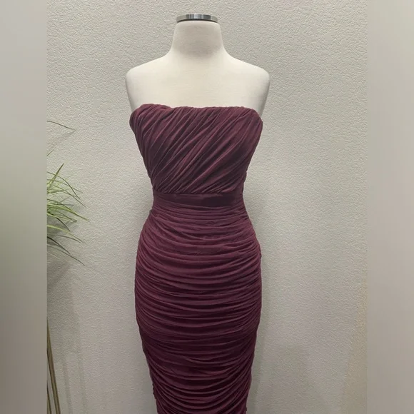 New! House of CB Sapphire Wine Gathered Maxi Dress Sz Medium $239 - Picture 7 of 8